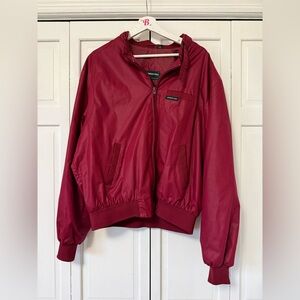 Members Only Burgundy Zip-Front Bomber Windbreaker Jacket Size XL